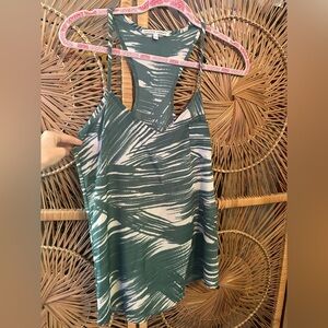 Green and White Brushstroke Print Tank